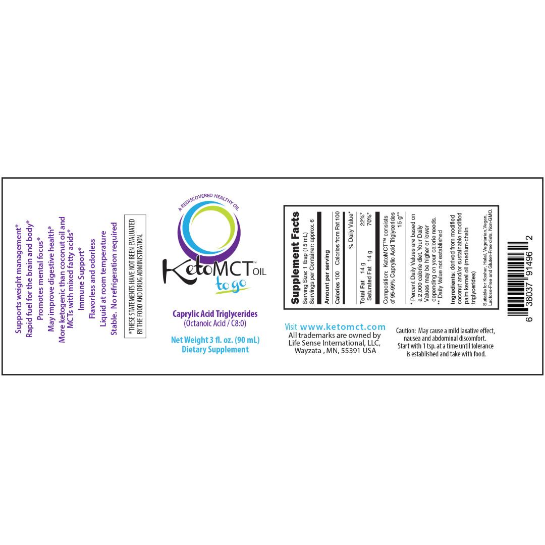 KetoMCT Oil C8 - 3 oz (90 mL) Travel Size TSA approved<br/><sub>SAVE WITH MULTI-PACKS</sub>