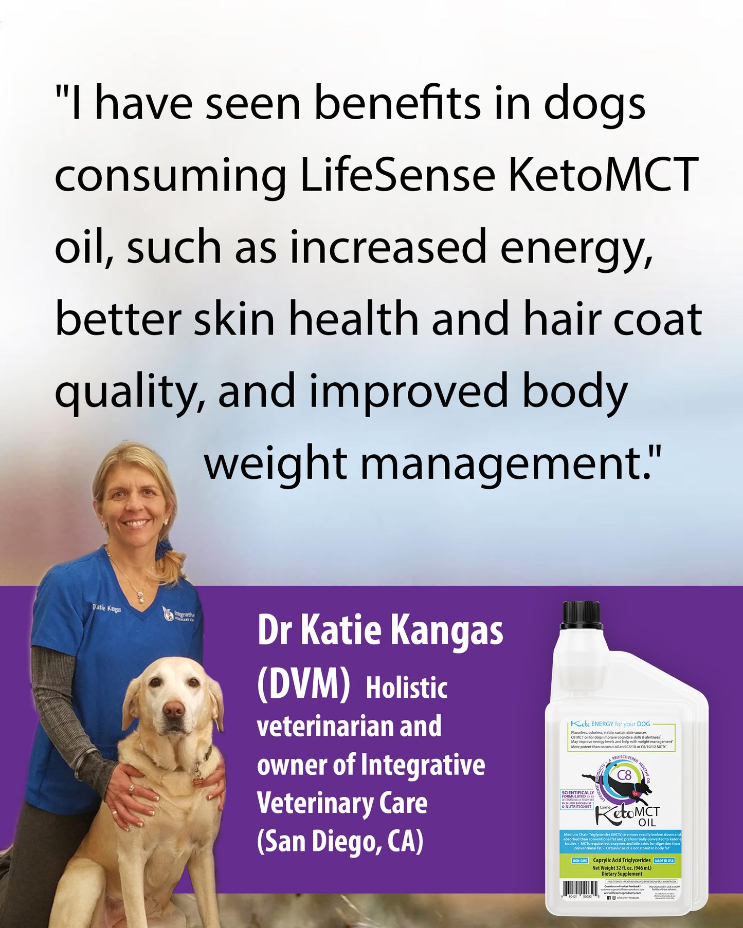 C8 KetoMCT Oil for Dogs - Optimal Fuel for the Brain and Body, Human Grade
