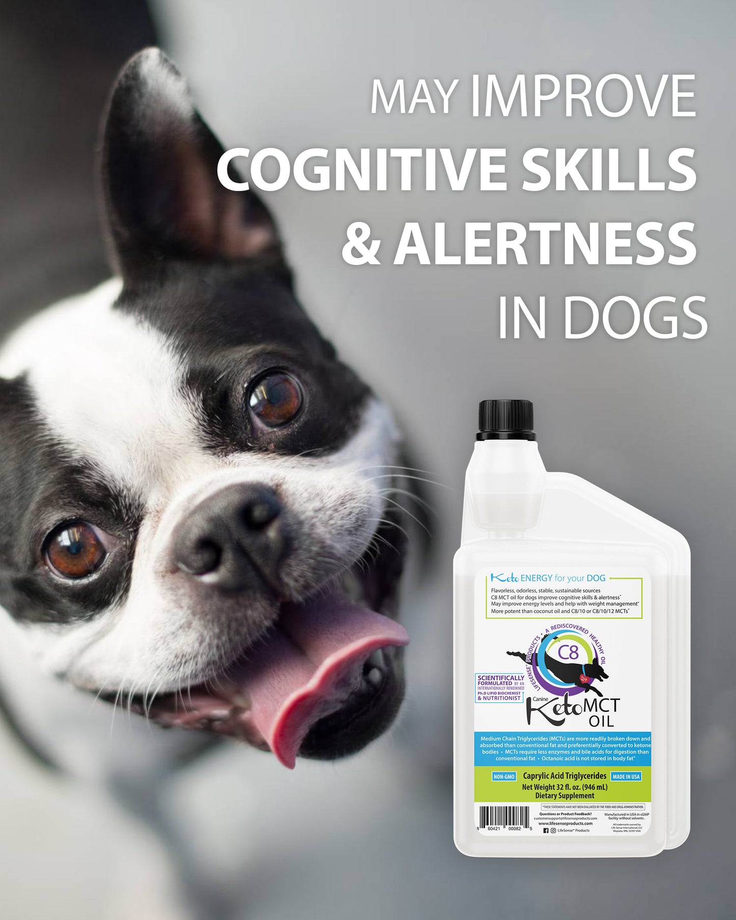 C8 KetoMCT Oil for Dogs - Optimal Fuel for the Brain and Body, Human Grade