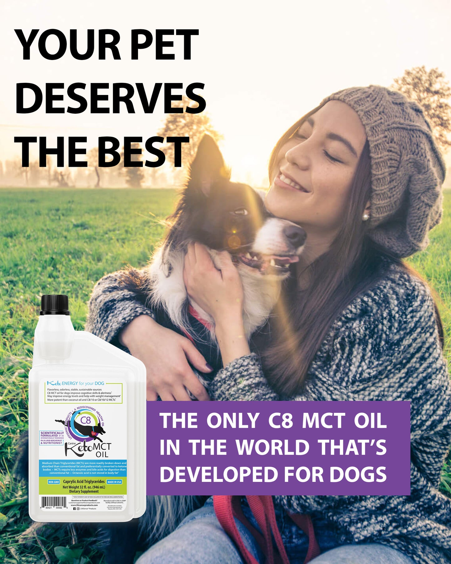 C8 KetoMCT Oil for Dogs - Optimal Fuel for the Brain and Body, Human Grade