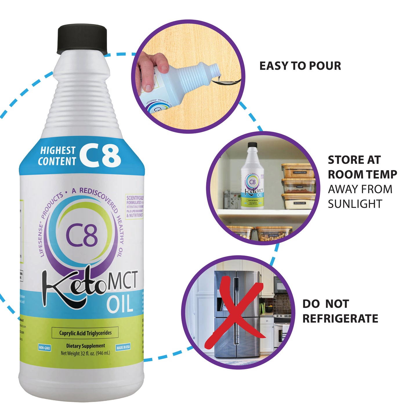 C8 KetoMCT Oil - Optimal Fuel For The Brain And Body - Clinically Proven to Increase Ketone Production
